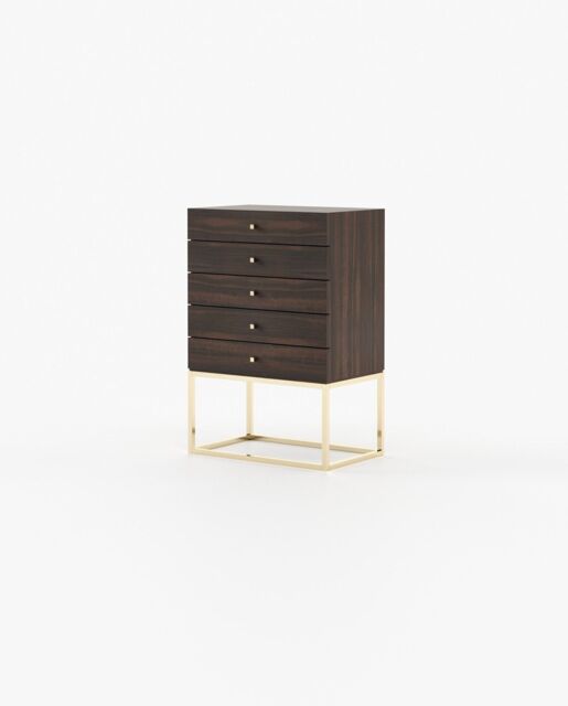 Laskasas ESTER Tallboy Chest of Drawers Smoked Eucalyptus Veneer Matte
