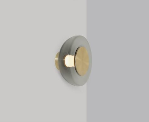 CTO Lighting Pendulum - DALI-B Wall Light satin brass with smoked glass