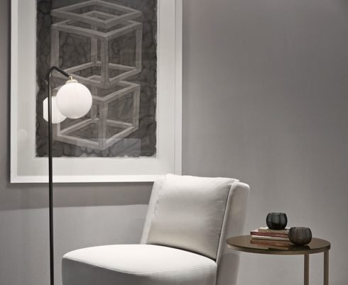 CTO Lighting Oscar Floor Lamp bronze stem with satin brass base and shiny opal glass - UK plug