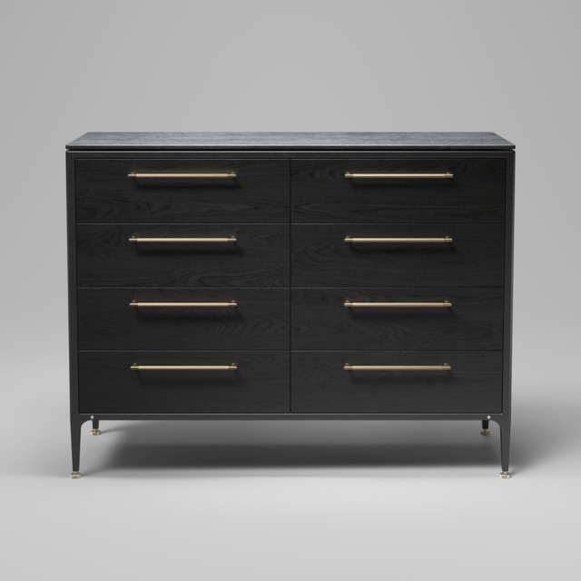 Buster + Punch GDF-742560 Double Dresser - Linear  Cabinet Brass - Black Ash