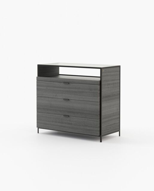 Laskasas ROWLING Set of 3 Chest of Drawers Grey Eucalyptus Veneer Matte