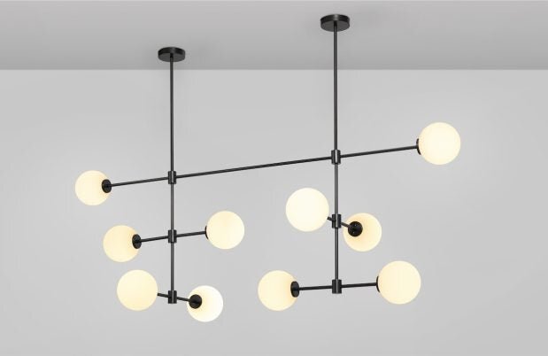 CTO Lighting Trevi - Multi 10 - DALI-A Pendant Light antique bronze with matt opal glass
