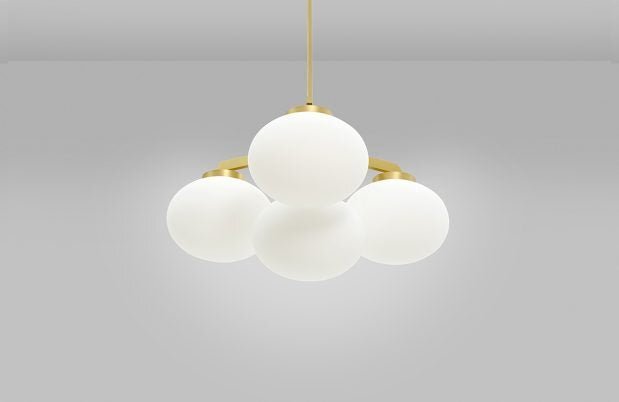 CTO Lighting Cloudesley Small - DALI-B Chandelier satin brass with matt opal glass