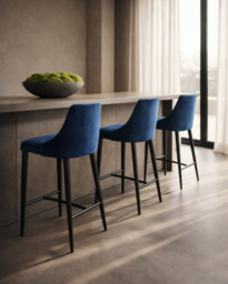 Alain Bar Stool - Navy Velvet - thumbnail 1