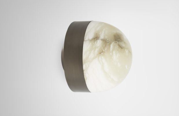 CTO Lighting Lucid 200 - Flush Wall Light antique bronze with honed alabaster