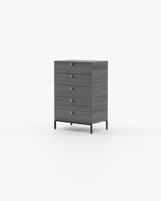 Laskasas AMBER Tallboy Chest of Drawers Grey Eucalyptus Veneer Matte