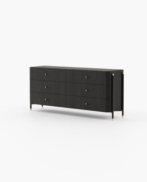 Laskasas ROSIE Set of 6 Chest of Drawers Black Ash Veneer Matte