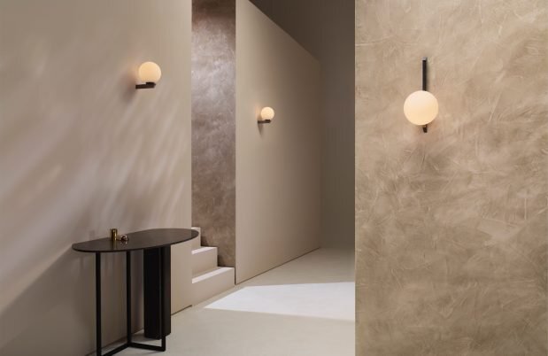 CTO Lighting Gaia - Tall - Flush - DALI-A Wall Light bronze with matt opal glass