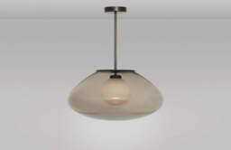 CTO Lighting Petra - Large Pendant Light Satin Brass with Smoked Hand Formed Glass