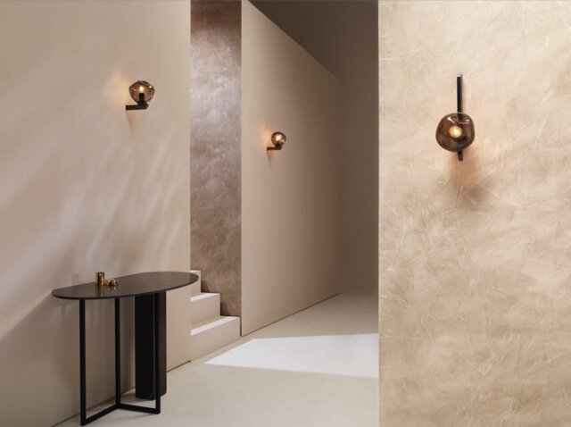 CTO Lighting Gaia - Tall - Flush - DALI-B Wall Light bronze with smoked hand formed glass