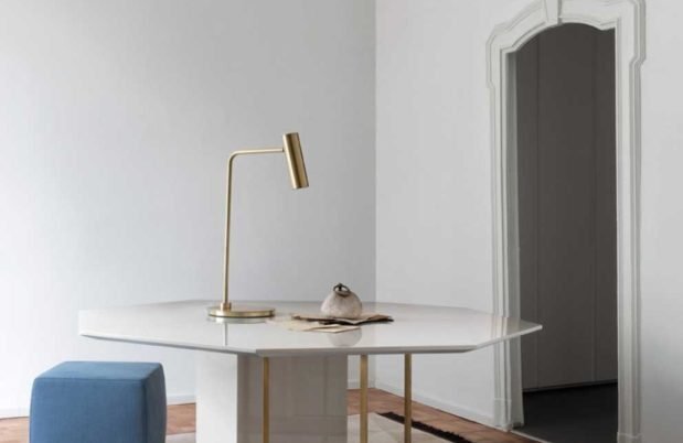 CTO Lighting Heron Desk Lamp satin brass - 5 amp plug