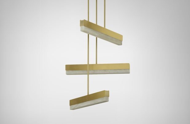 CTO Lighting Artes Collective 600 Pendant Light bronze with satin brass details and honed alabaster