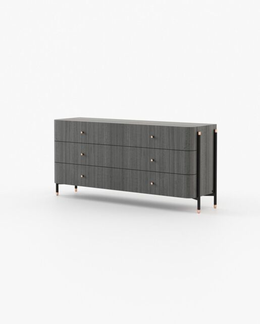 Laskasas ROSIE Set of 6 Chest of Drawers Grey Eucalyptus Veneer Matte