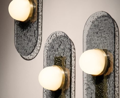 CTO Lighting Modulo - Twin IP44 Wall Light bronze with smoked kiln glass and matt glass