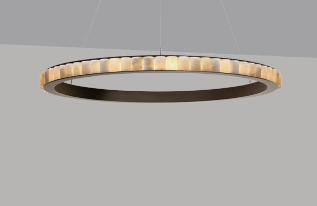 CTO Lighting Avalon X-Large - Ceiling Mounting Plate - DALI-A Chandelier bronze with honed alabaster