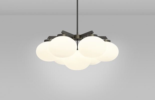 CTO Lighting Cloudesley Medium - DALI-B Chandelier bronze with matt opal glass