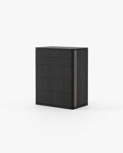 Laskasas HILARY Tallboy Chest of Drawers Black Ash Veneer Matte