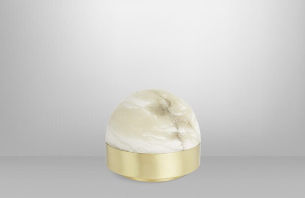 CTO Lighting Lucid 200 Table Lamp satin brass with honed alabaster UK plug