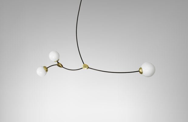 CTO Lighting Ivy - 3 - DALI-B Pendant Light bronze with satin brass details and shiny opal glass