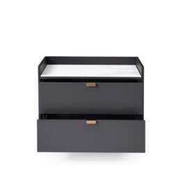 Saviour Bedside Table - White Marble & Anthracite/Grey Wash Oak - thumbnail 8