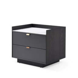 Saviour Bedside Table - White Marble & Anthracite/Grey Wash Oak - thumbnail 2