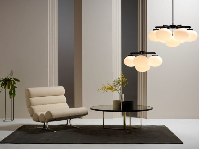 CTO Lighting Cloudesley Large Chandelier bronze with matt opal glass