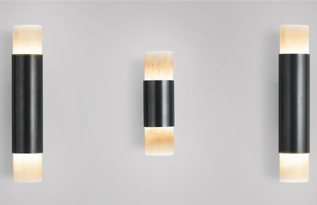 CTO Lighting Roma - Short - DALI-A Wall Light antique bronze with honed alabaster