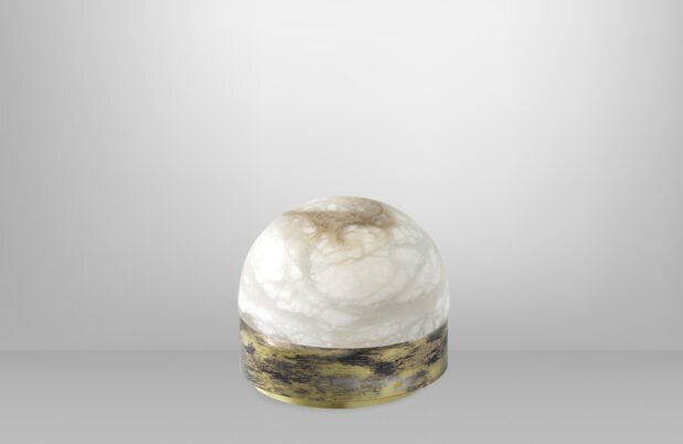 CTO Lighting Lucid 200 Table Lamp silvered oxidised brass with honed alabaster UK plug