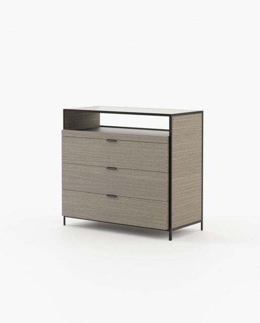 Laskasas ROWLING Set of 3 Chest of Drawers Aged Oak Veneer Matte