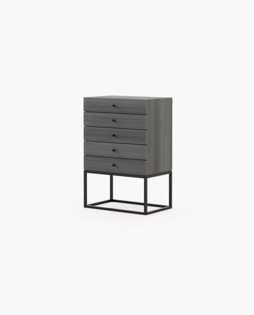 Laskasas ESTER Tallboy Chest of Drawers Grey Eucalyptus Veneer Matte