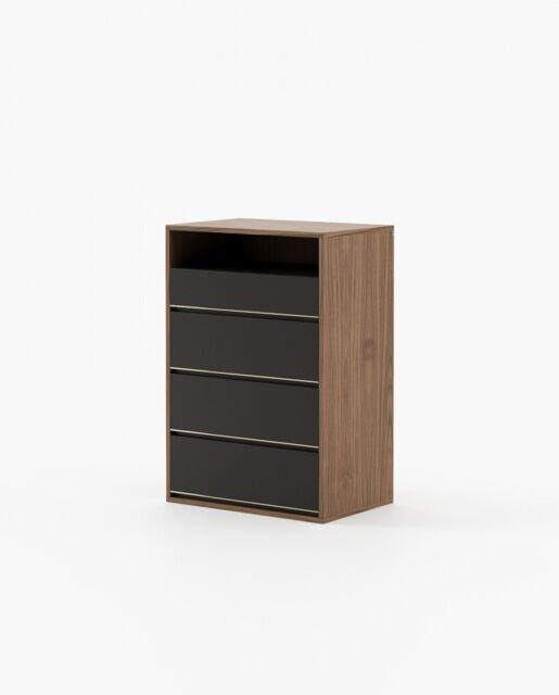 Laskasas BOWEN Tallboy Chest of Drawers Walnut Veneer Matte