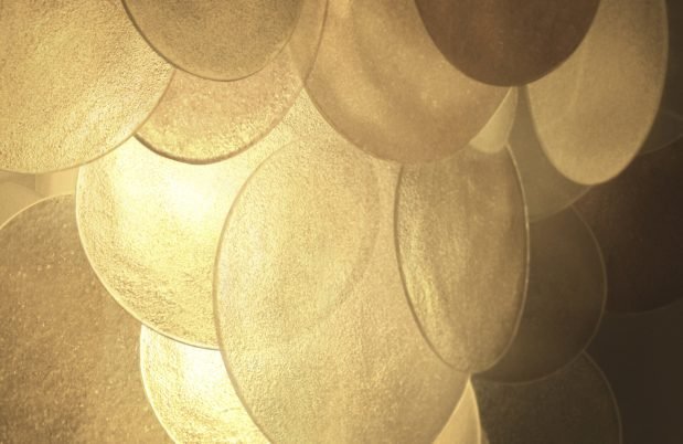 CTO Lighting Nimbus - Large Chandelier satin brass with fritted glass