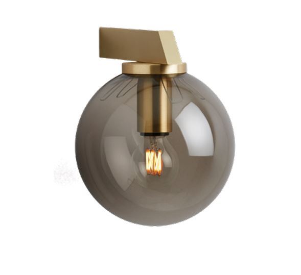 CTO Lighting Gaia - Flush - DALI-B Wall Light bronze with smoked hand formed glass
