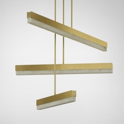 CTO Lighting Artes Collective 900 - DALI-A Pendant Light satin brass with satin brass details and honed alabaster