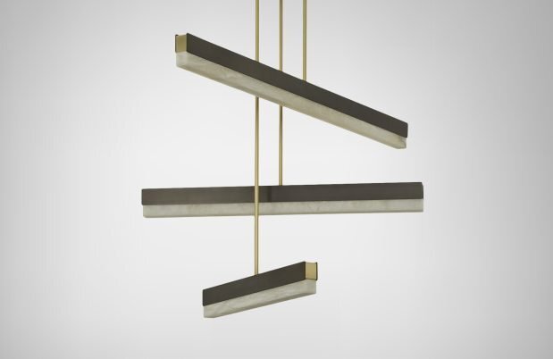 CTO Lighting Artes Collective 600 - DALI-A Pendant Light bronze with bronze details and honed alabaster