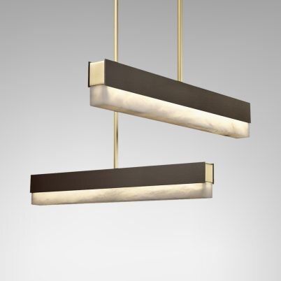CTO Lighting Artes 900 Pendant Light bronze with bronze details and honed alabaster