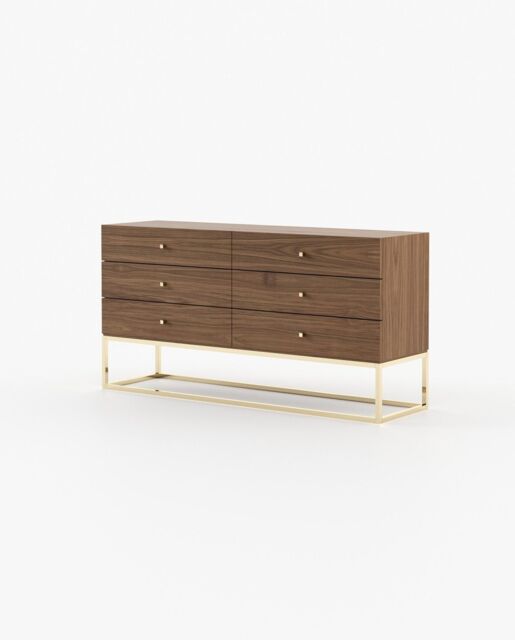 Laskasas ESTER Set of 6 Chest of Drawers Walnut Veneer Matte