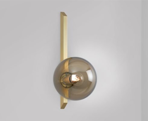 CTO Lighting Gaia - Tall - Flush - DALI-A Wall Light satin brass with smoked glass