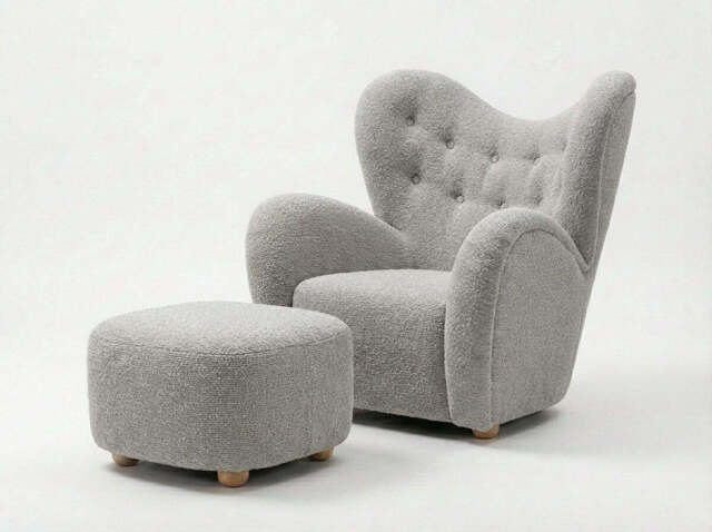 Araco Atelier Teddy Armchair Mistral with Footstool