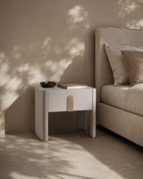Polaris Bedside Table - Matte Beige - thumbnail 1