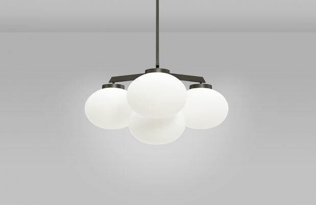 CTO Lighting Cloudesley Small - DALI-A Chandelier bronze with matt opal glass