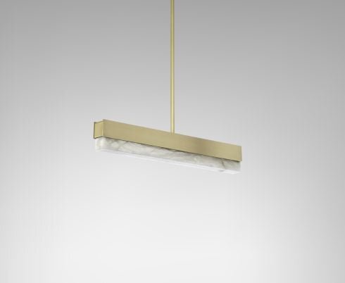 CTO Lighting Artes 900 Pendant Light satin brass with satin brass details and honed alabaster