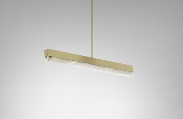 CTO Lighting Artes 600 Pendant Light bronze with satin brass details and honed alabaster