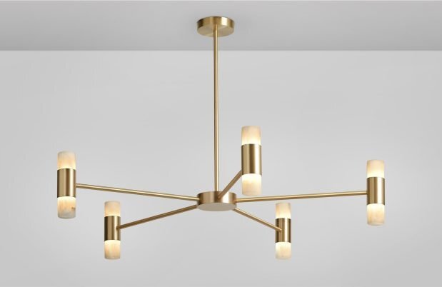 CTO Lighting Roma - DALI-B Pendant Light satin brass with honed alabaster