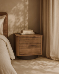 Coin Bedside Table - Light Walnut - thumbnail 1