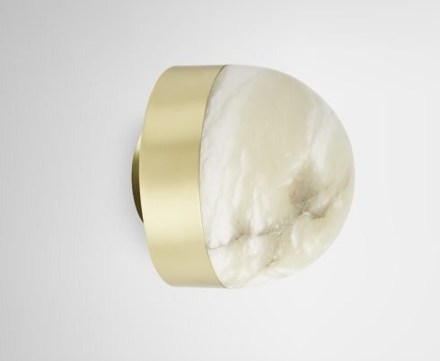 CTO Lighting Lucid 200 - Flush Wall Light satin brass with honed alabaster