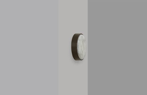 CTO Lighting Anvers Flush - Small - IP44 Wall Light antique bronze with honed alabaster