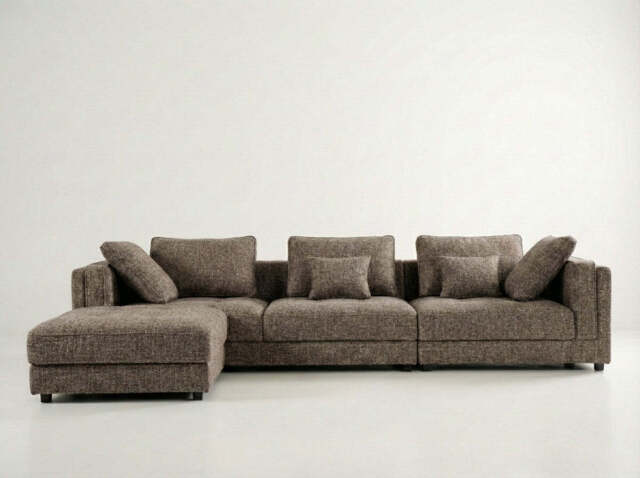 Araco Atelier Ollie 3 Seater Sofa with Ottoman Pebbles