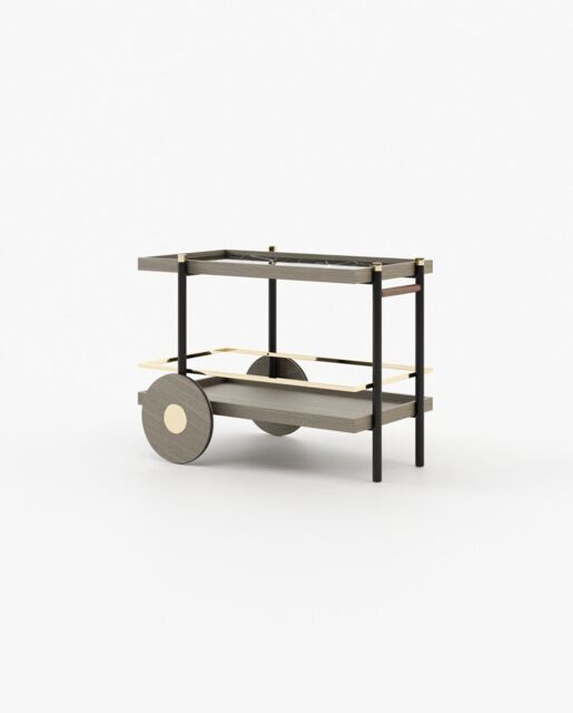 Laskasas PITT Drink Cabinet & Trolley Aged Oak Veneer Matte