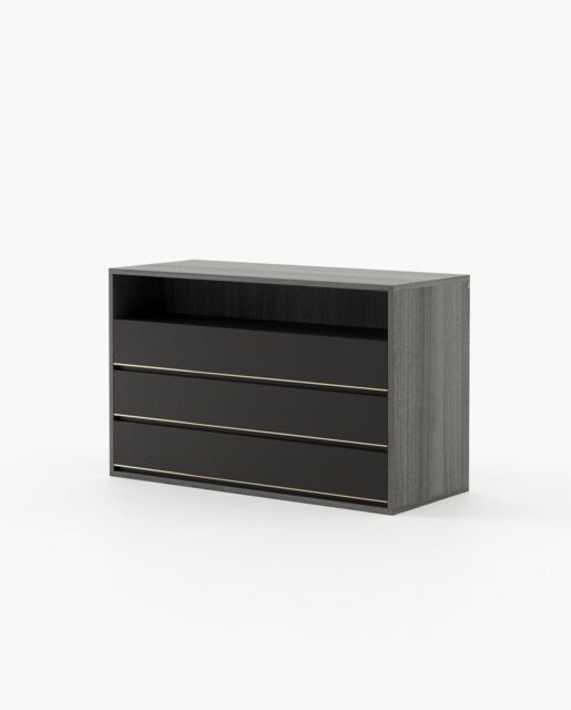 Laskasas BOWEN Set of 3 Chest of Drawers Grey Eucalyptus Veneer Matte